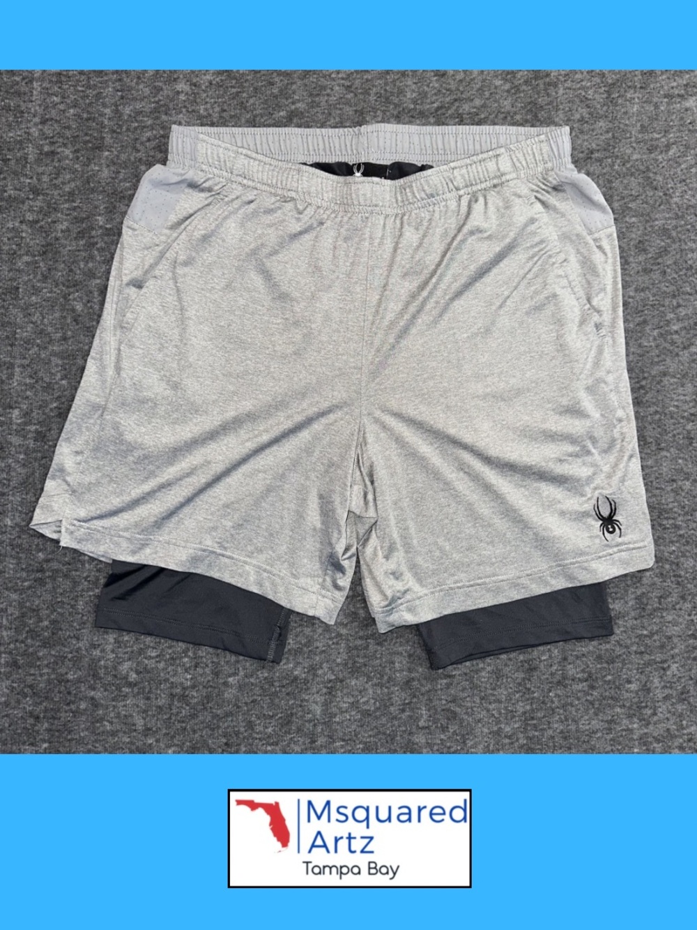 Spyder Active ProWEB Compression Lined Athletic Shorts Mens Gray Medium